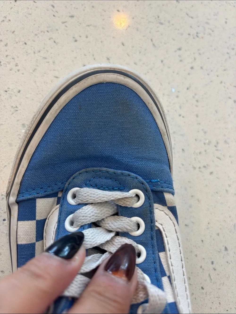 Vans Kids Blue and White Checkerboard Canvas Sneakers